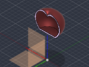 Section view of the red pomegranate on top